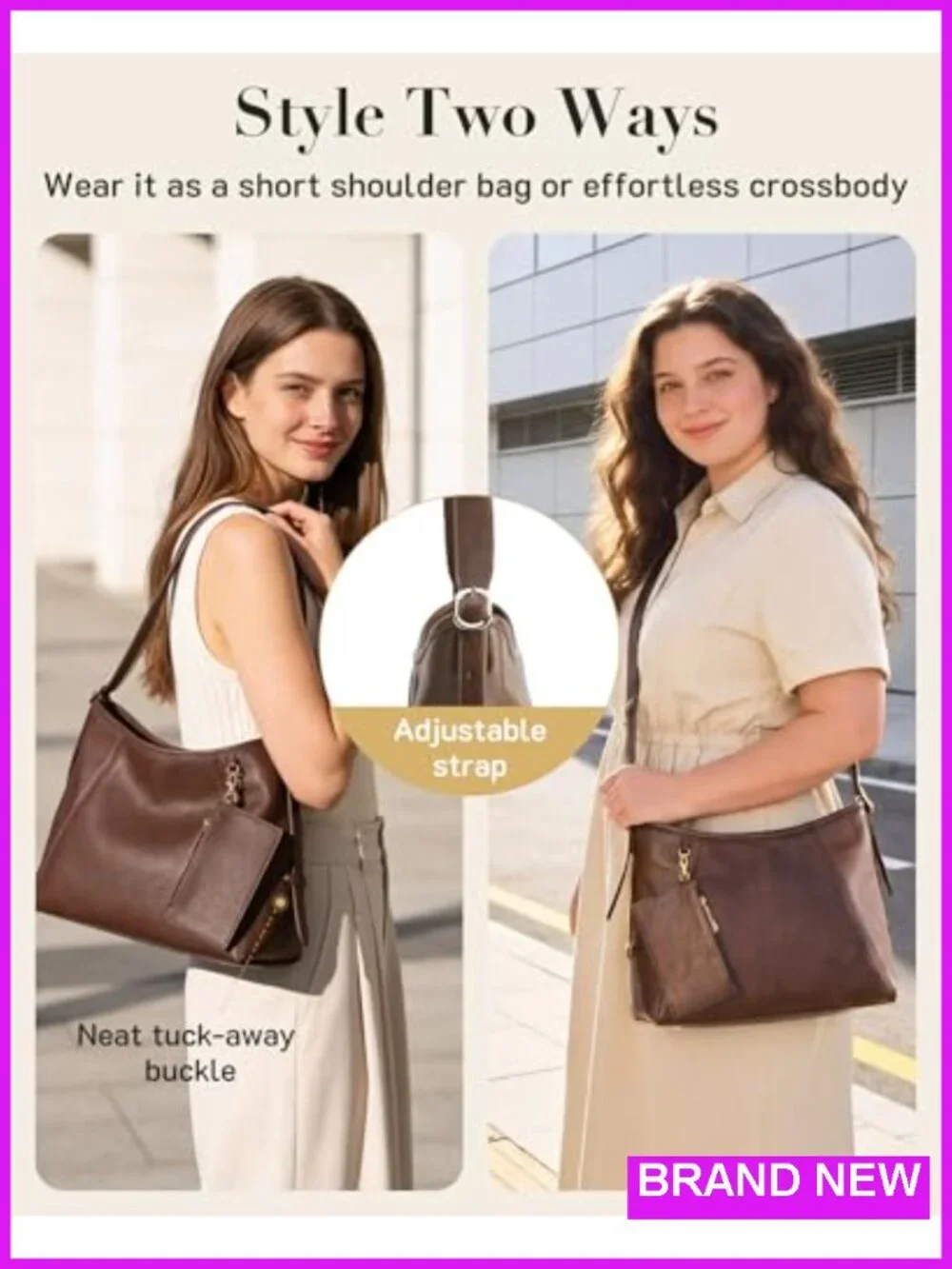 Hobo Bag for Women PU Leather Purses Multi-pocket Crossbody Handbags with